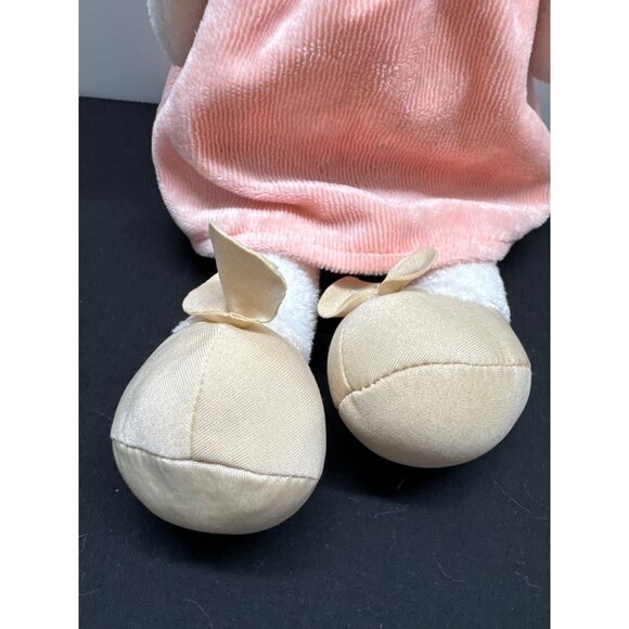 Metoo Plush Bunny Rabbit White Girl Rose Peach Bow Dress Stuffed Animal Soft Toy - Picture 4 of 6